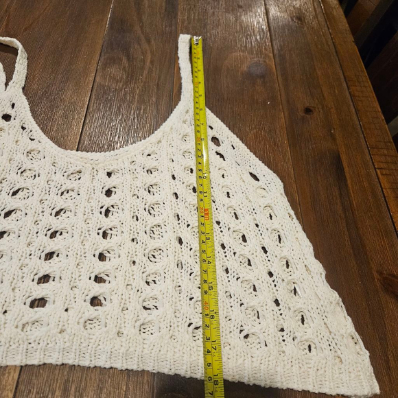 Women's Cotton Candy White Crochet Knit CroppedTank Top M/L - Picture 7 of 8